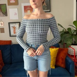 Off the shoulder gingham top